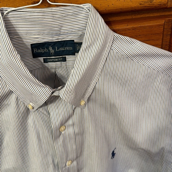RALPH LAUREN 16.5 Dress Shirt with black and blue vertical stripes - Picture 3 of 7